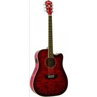 Washburn WD10CEQTR Quilted Redburst